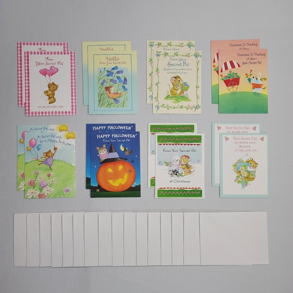 Lot Of Vtg Secret Pal Greeting Cards With Envelopes - Picture 1 of 12